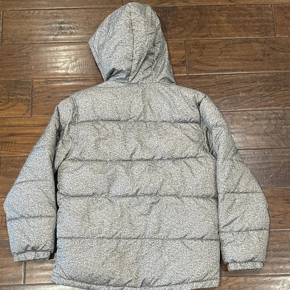 Old Navy‎ Boys Gray Marled Speckled Hooded Puffer Jacket Size L (10-12)